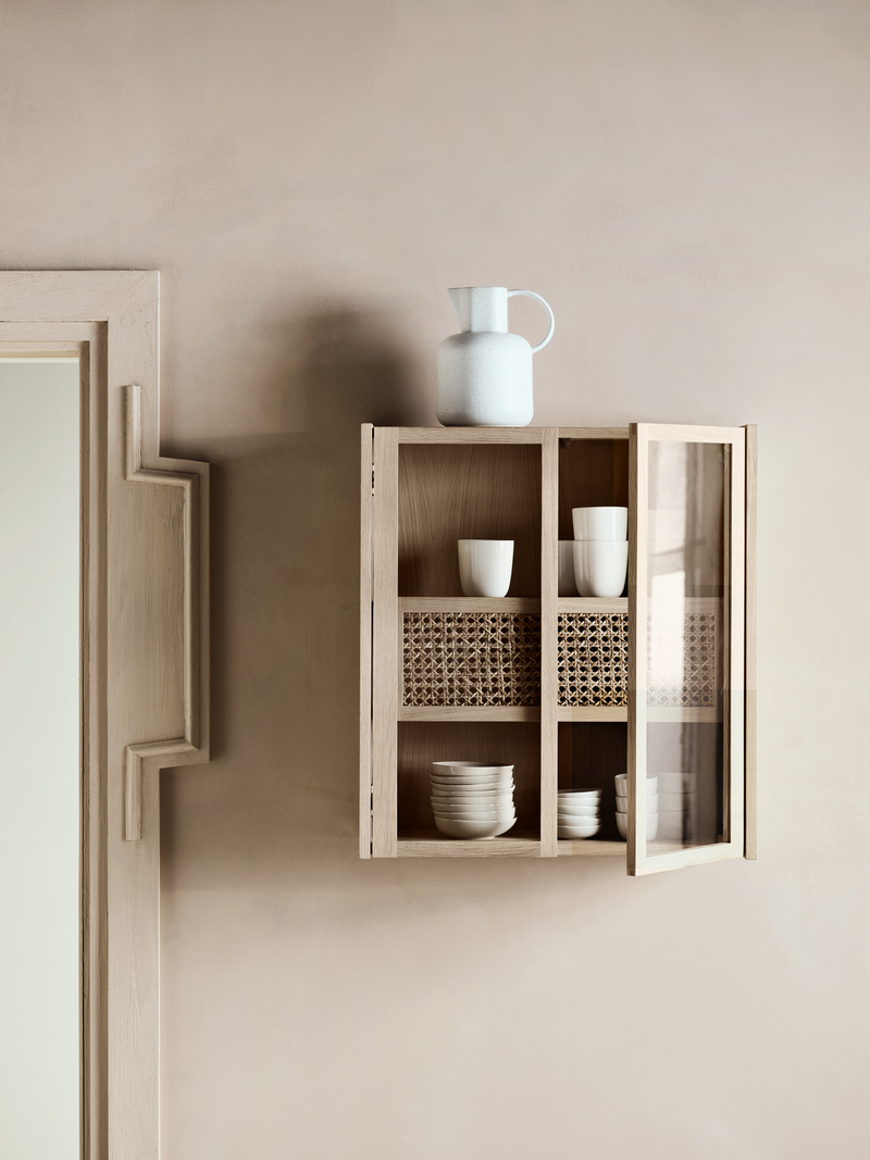 Glass & Cane Wall Cabinet-zoom-